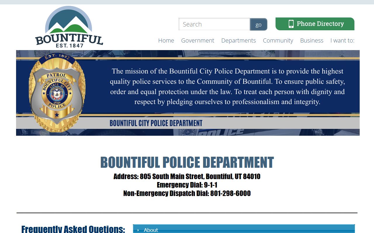 Bountiful Police Department website for booking release records