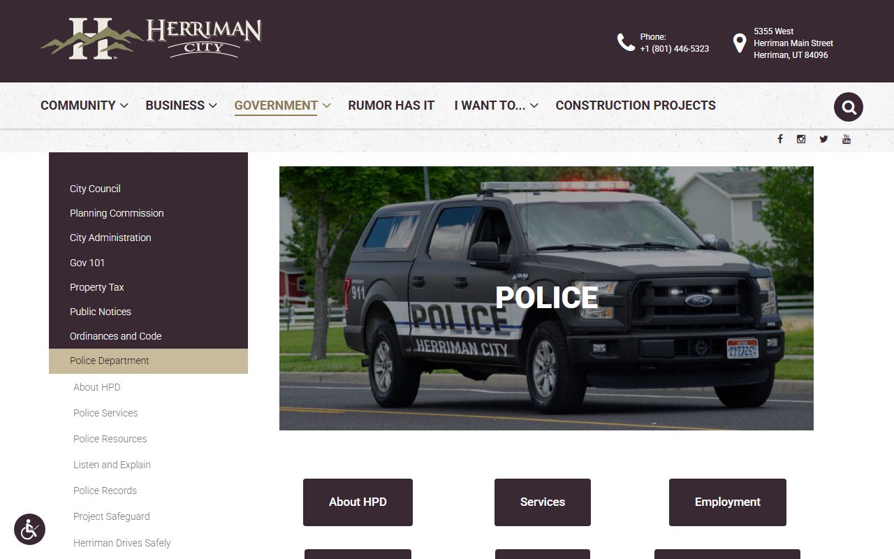 Herriman Police Department website for booking release records