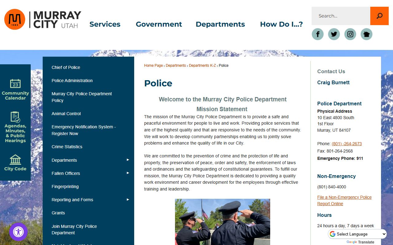 Murray City Police Department website for booking release records