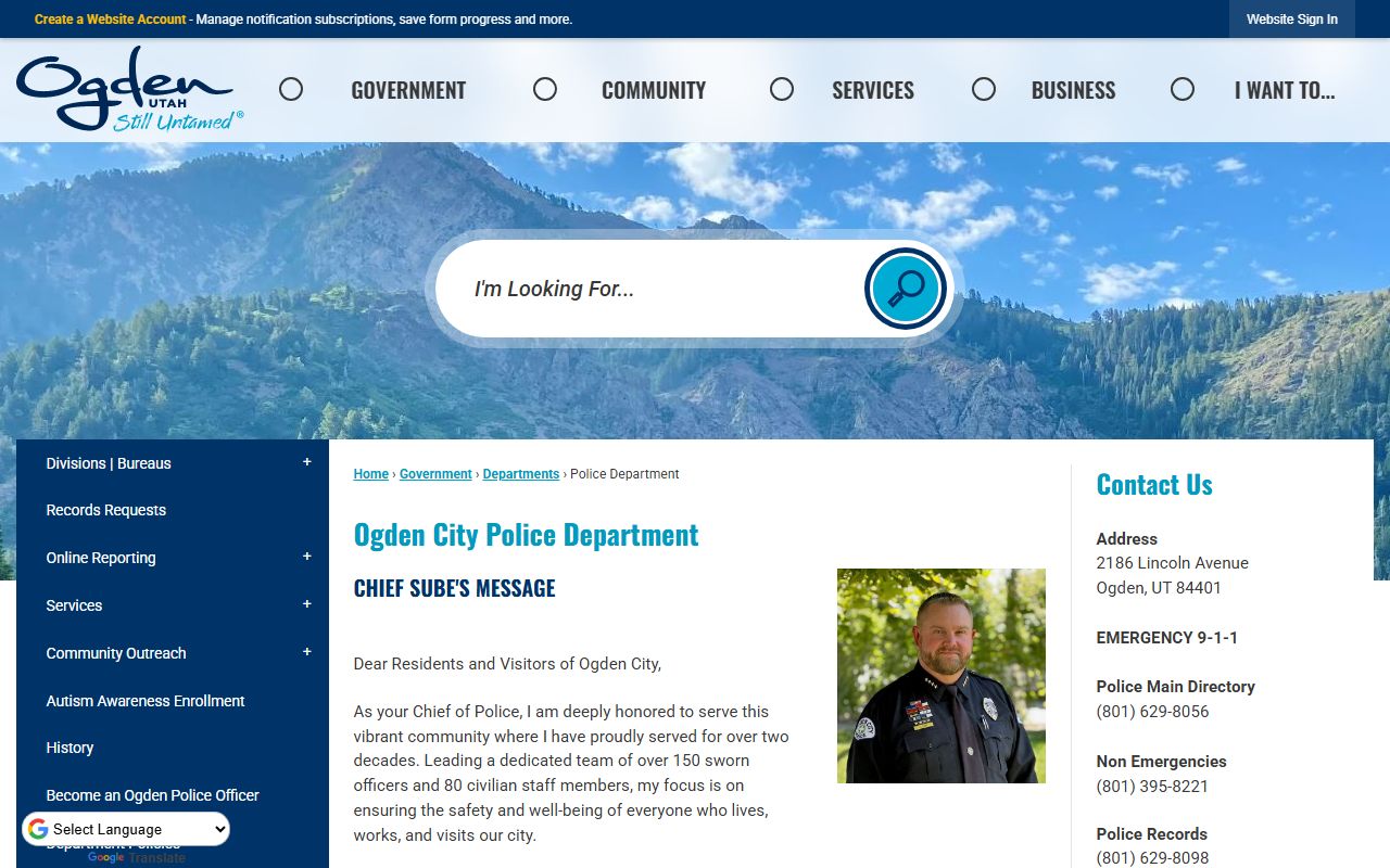 Ogden City Police Department website for booking release records