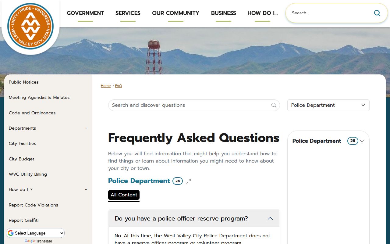 West Valley City GRAMA FAQ page for booking release requests