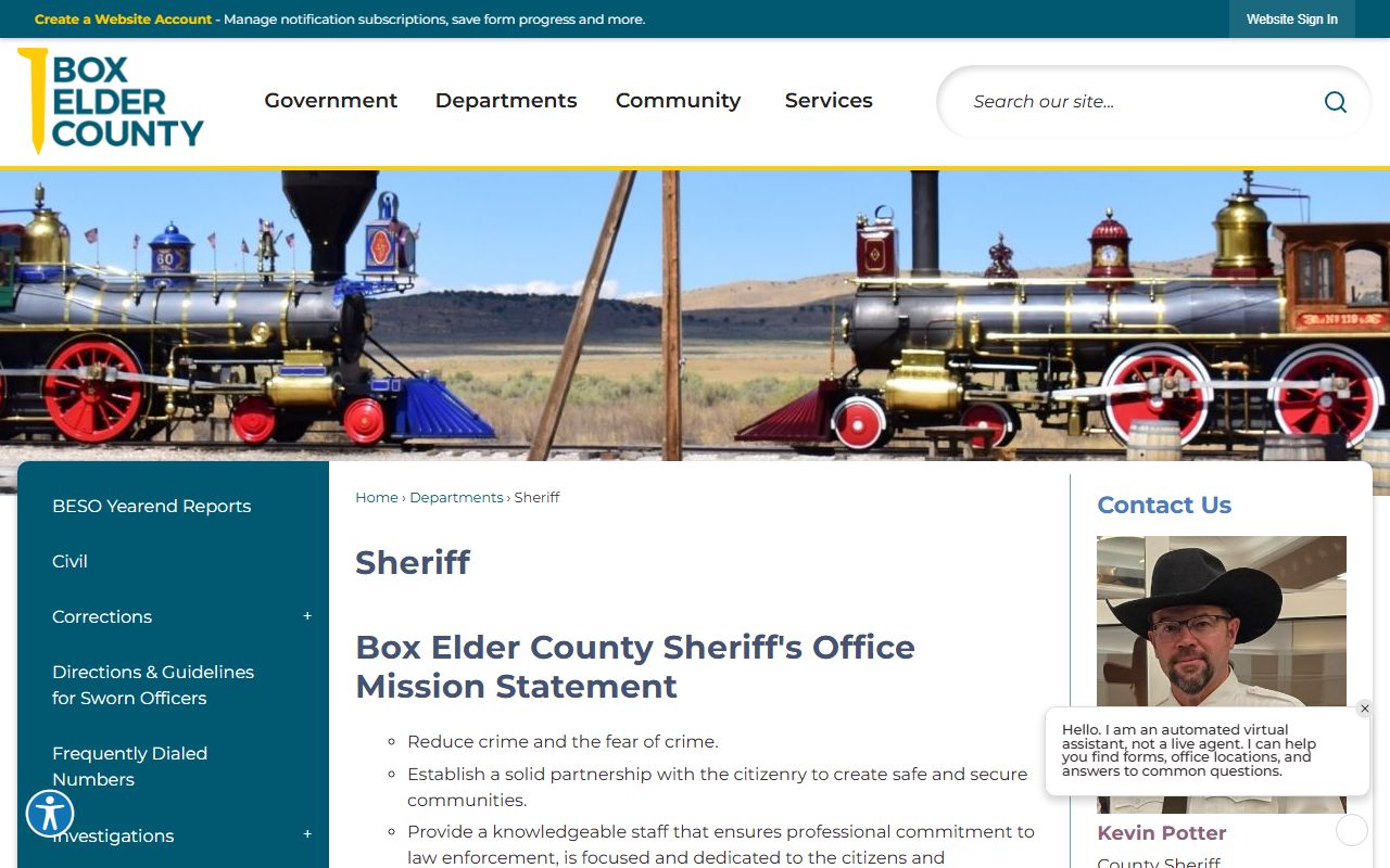 Box Elder County Sheriff's Office website for booking releases