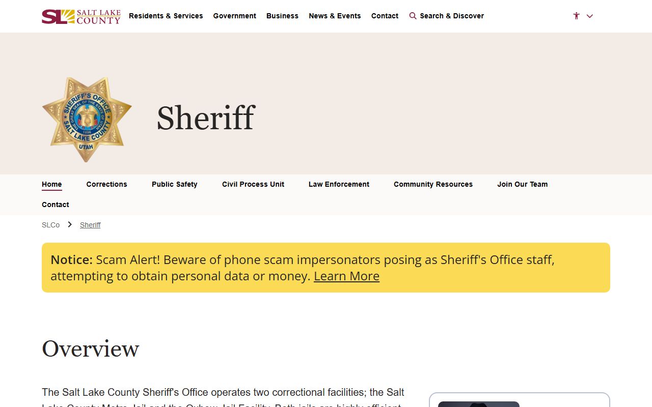 Salt Lake County Sheriff Office website for booking releases