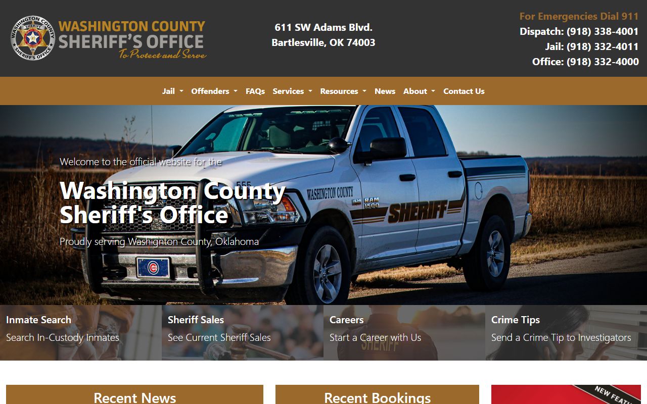 Washington County Sheriff's Office for booking releases