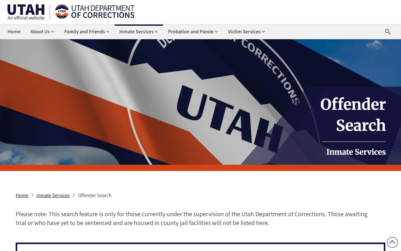 Utah Department of Corrections offender search for booking releases